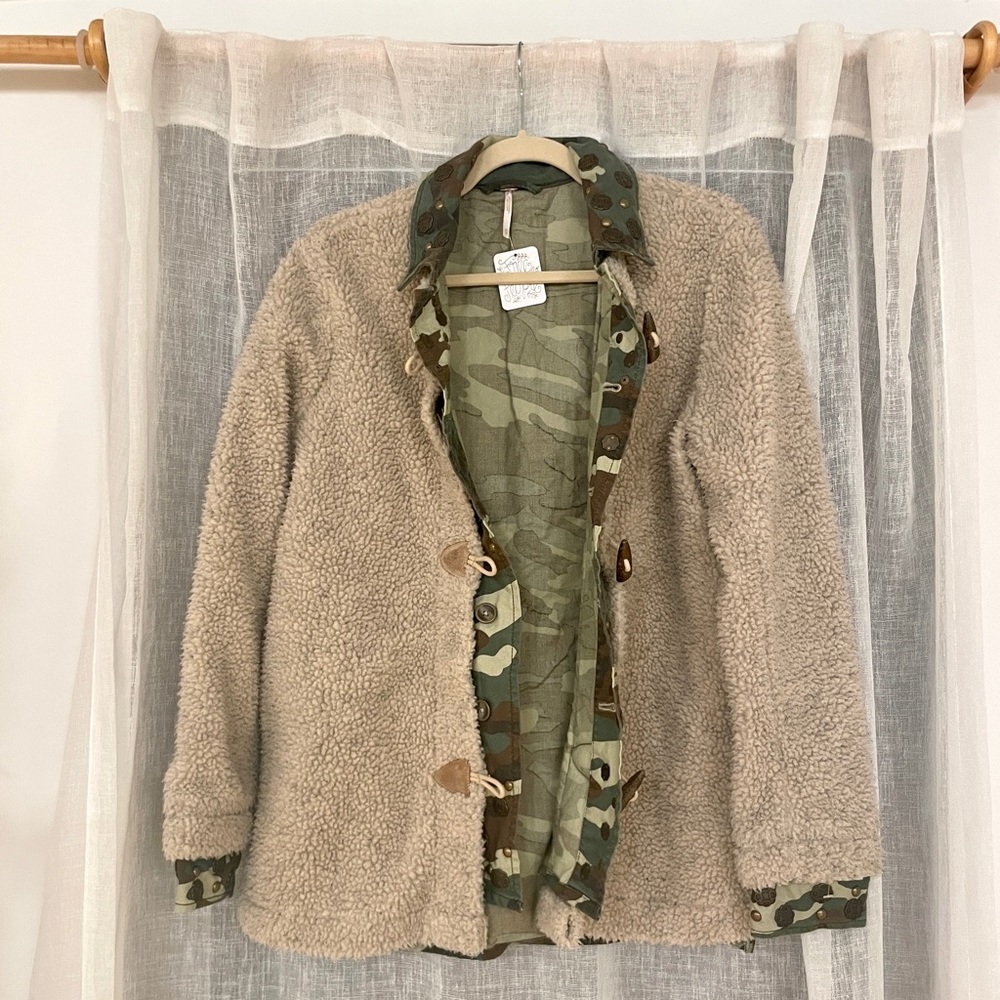 Free People Camo Sherpa Combo Jacket